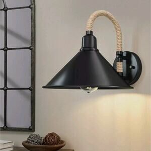 Industrial Wall Light Fixture Outdoor Farmhouse Rustic Wall Sconce Light Black